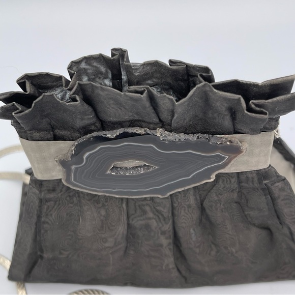 BO’S ART | Vintage Handmade Stainless Steel Mesh & Agate Gemstone Evening Bag - Picture 11 of 16